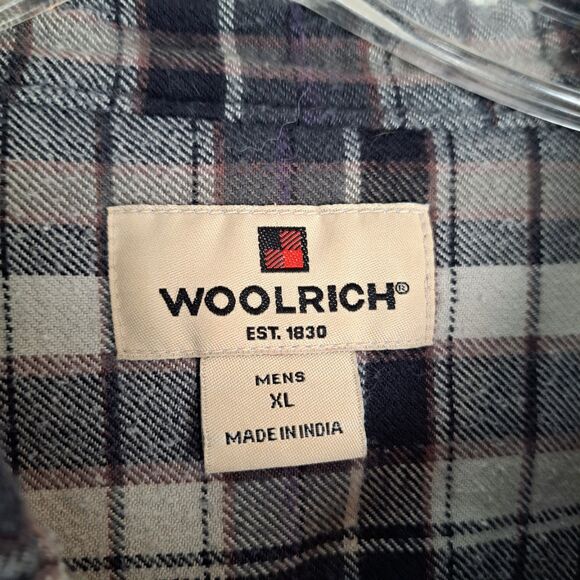 Woolrich Beige Brown Plaid Cotton Flannel Long Sleeve Shirt Men's XL - Picture 4 of 12